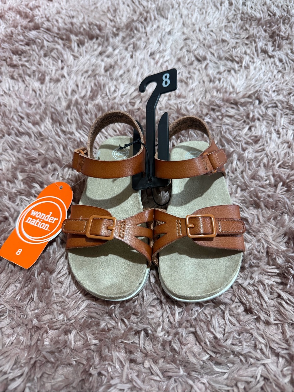 wonder nation Toddler Brown Double-Strap Buckle Sandals